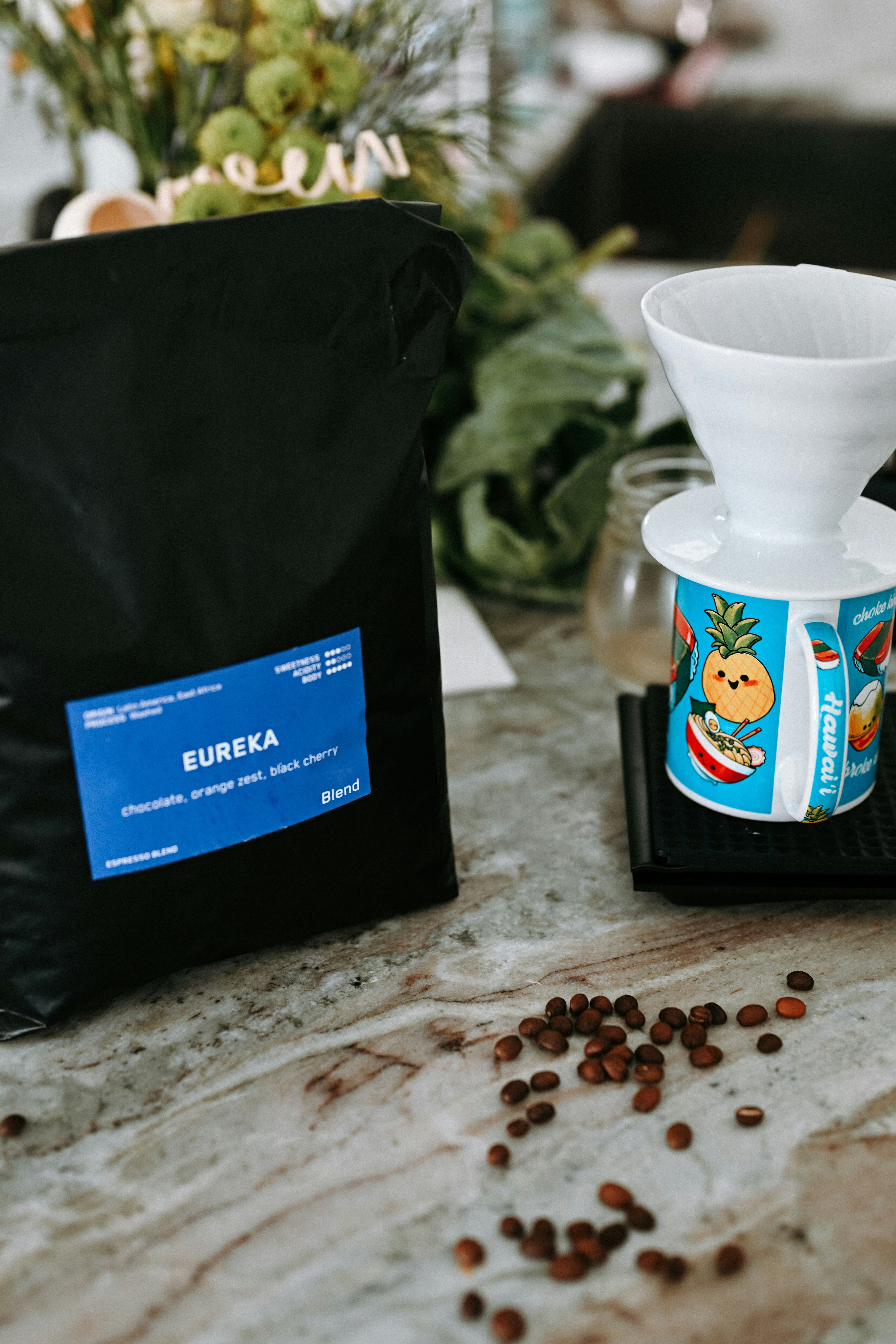 Pungi de cafea Beanz pe raft